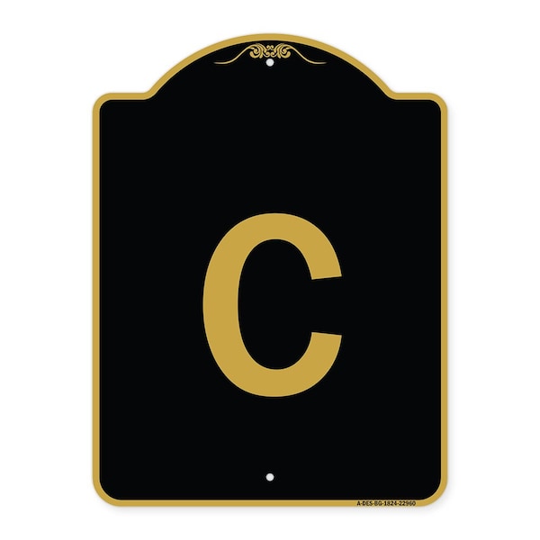 Signmission Designer Series Sign-Sign W/ Letter C, Black & Gold Aluminum Sign, 18" x 24", BG-1824-22960 A-DES-BG-1824-22960 - main